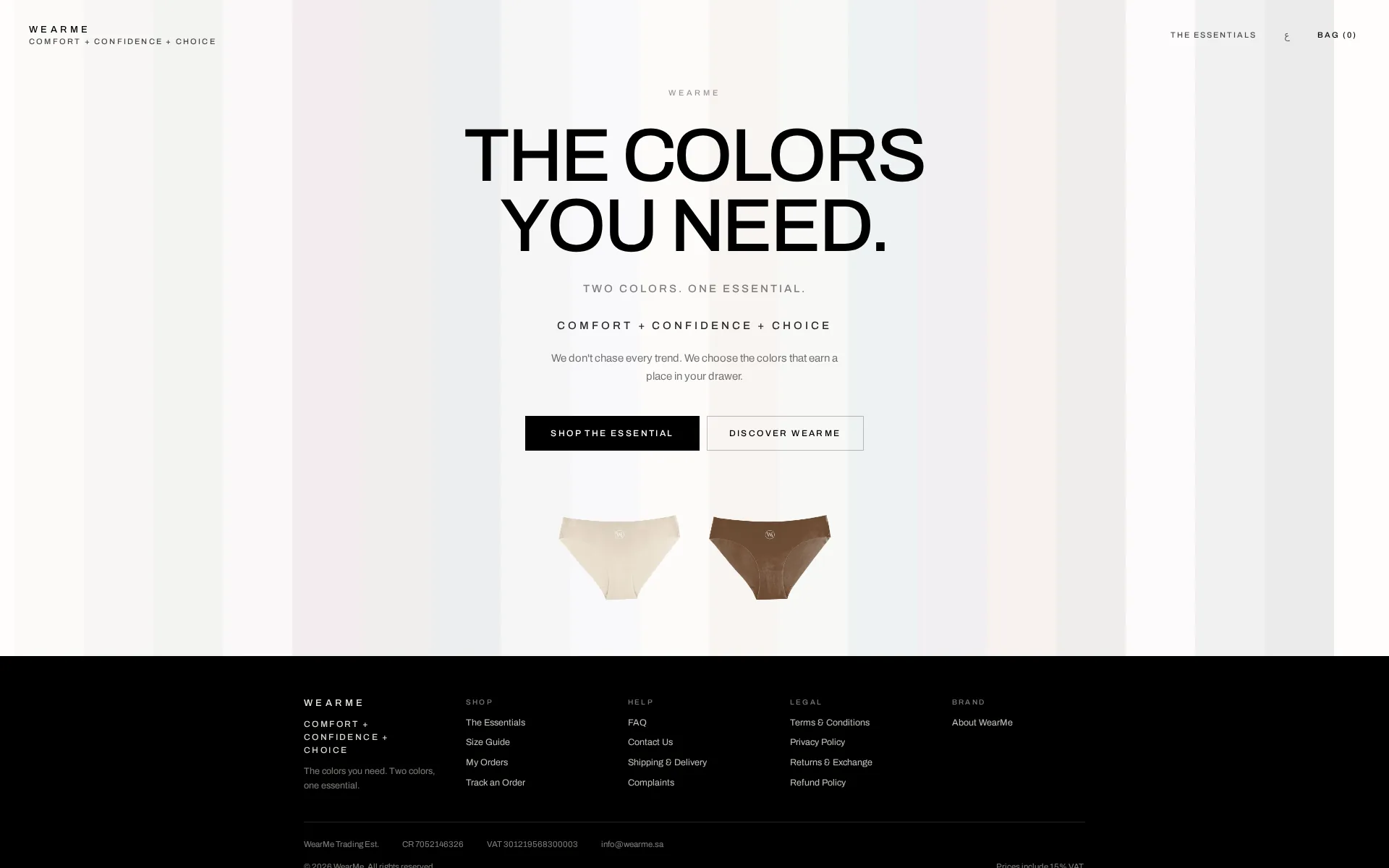 WEAR ME — storefront homepage, desktop